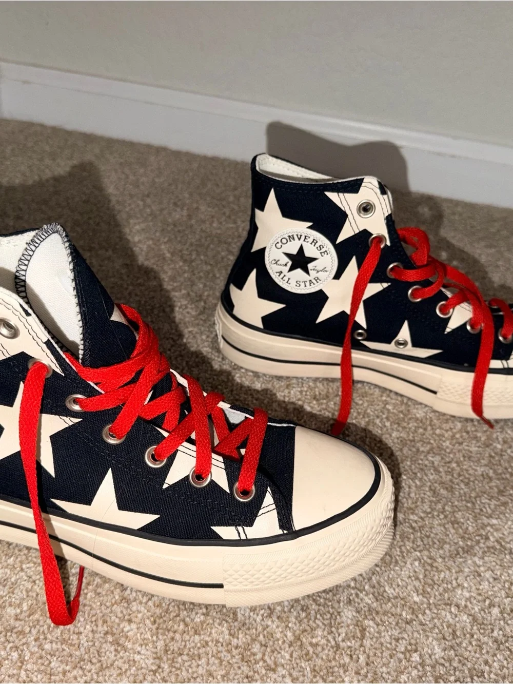 Converse High Top Star Sneakers with Red Accents - Picture 2 of 4